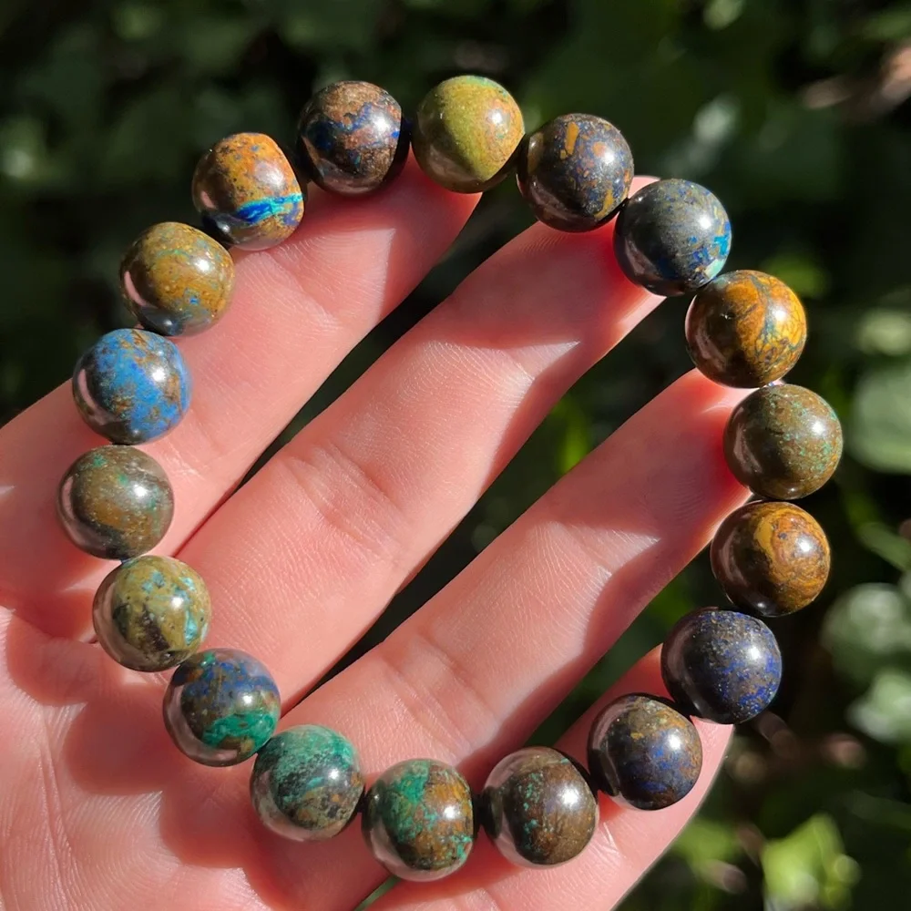 11mm stretchable‎ azurite bracelet